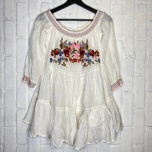 Free People Sunbeams Embroidered Mini Dress